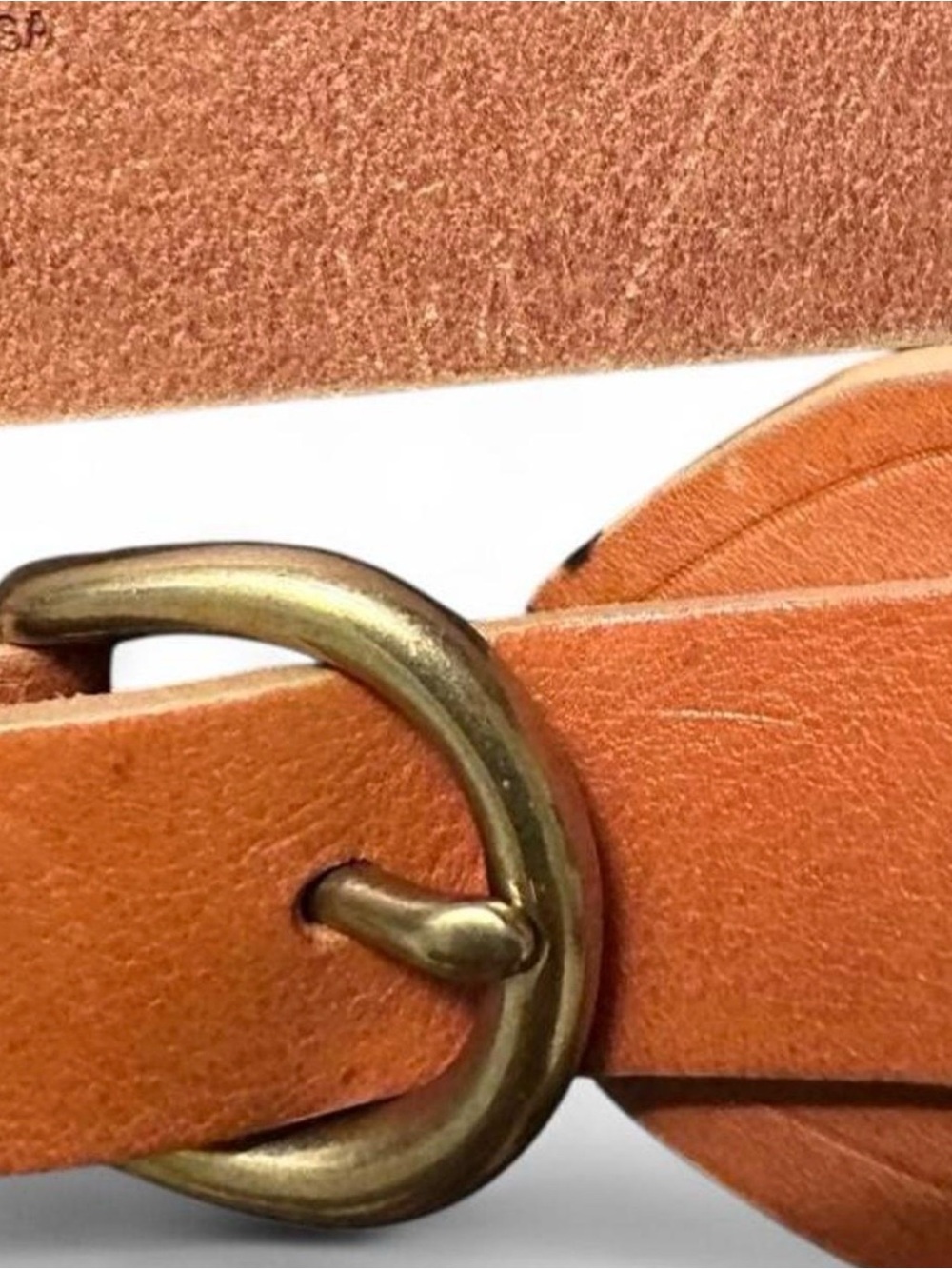 J. Crew Tan Leather Waist Belt with Gold Round Buckle - Picture 6 of 8